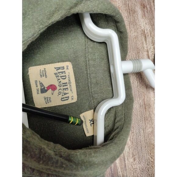 Red Head Flannel Style Shirt Jacket Men Sz XL Green Button Vintage RN 74747 - Picture 4 of 9